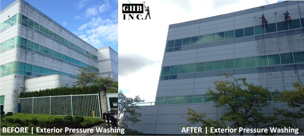 Before & After Exterior Building Pressure Washing